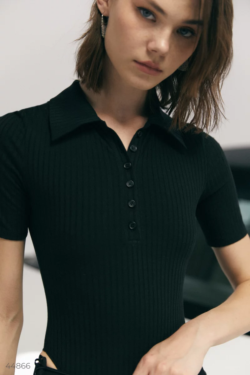 Black knitted polo body photo 2