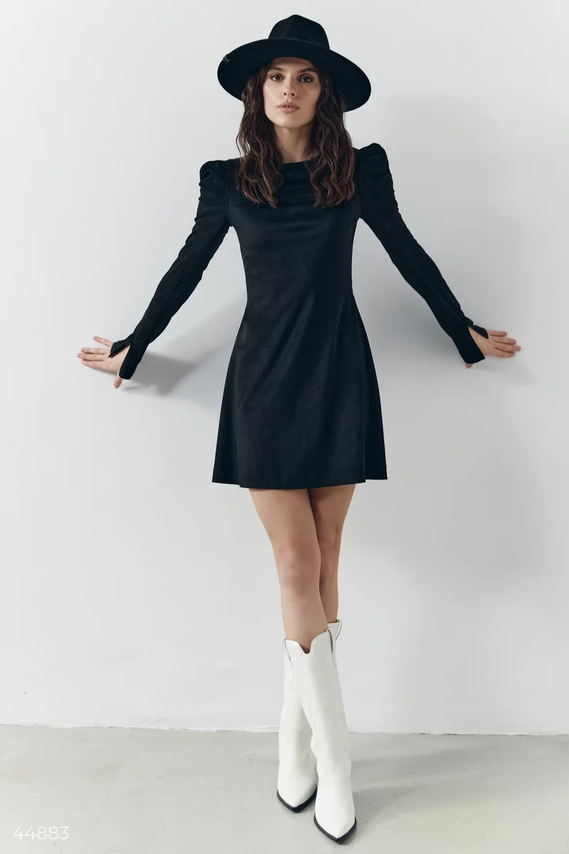 Suede dress with flared sleeves photo 1