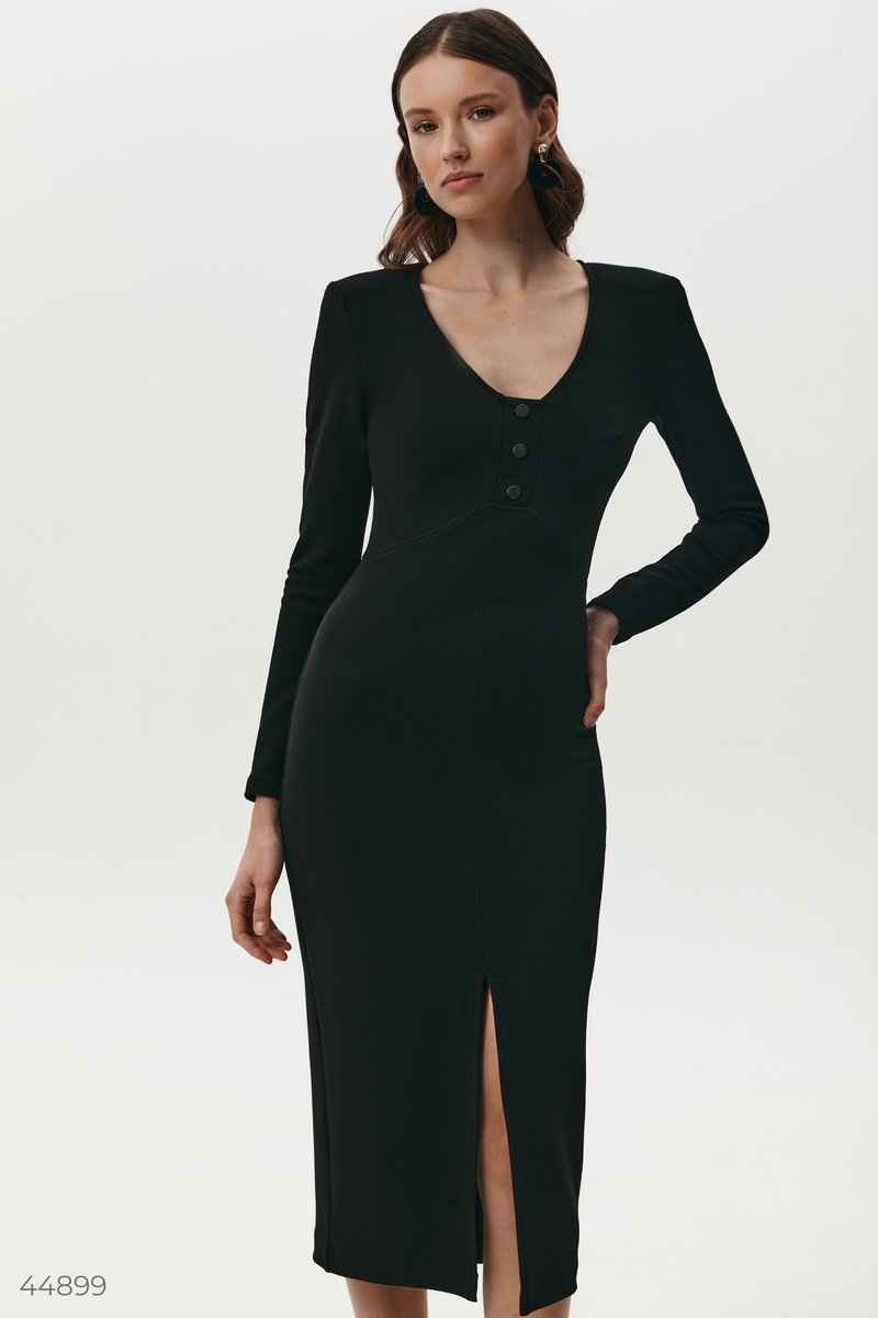 

Чорна трикотажна сукня-футляр з розрізами