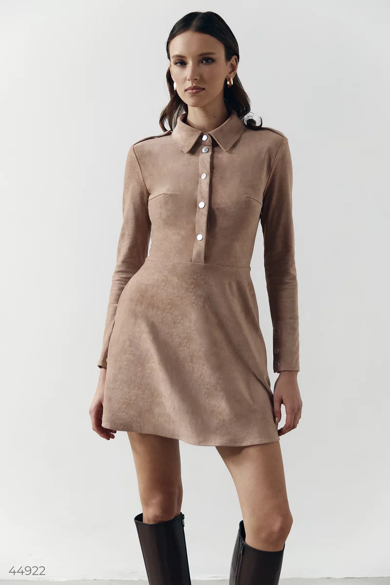 Suede mini dress with accent buttons photo 1