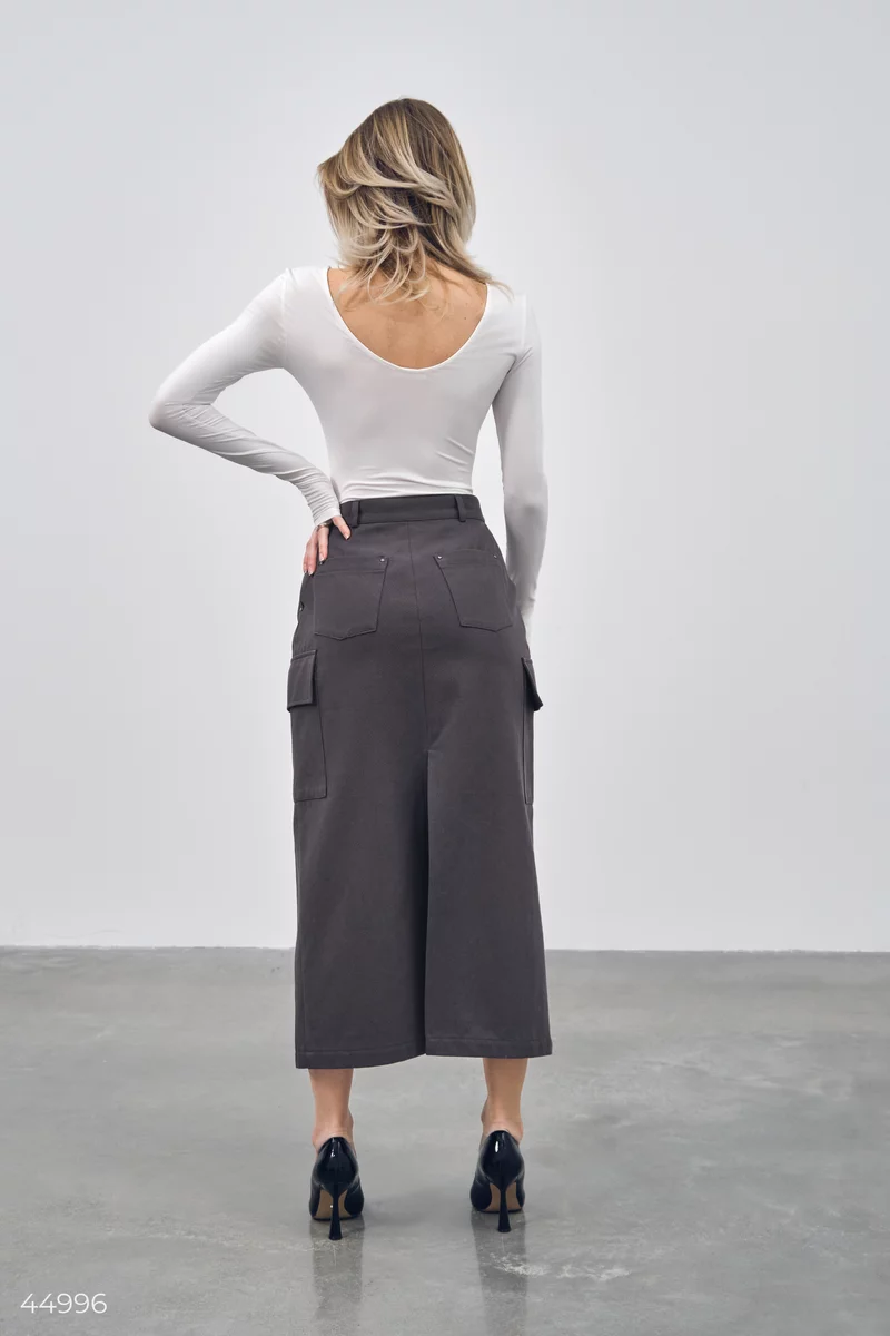 Gray cargo skirt with slits photo 3