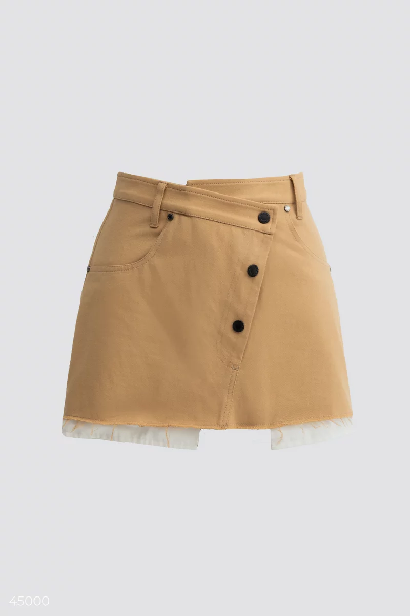 Бежевая хлопковая юбка-шорты фотография 5