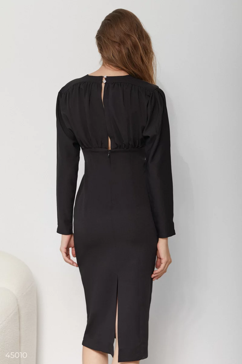 Black midi dress with slit photo 5