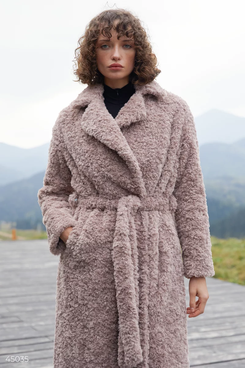 Powder fur coat made of premium quality eco fur photo 2