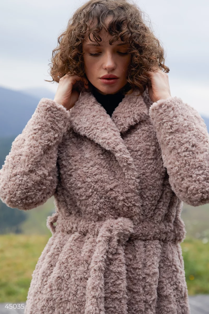 Powder fur coat made of premium quality eco fur photo 3