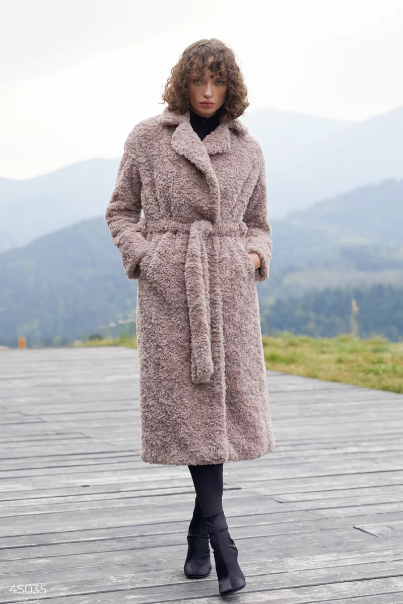 Powder fur coat made of premium quality eco fur photo 5