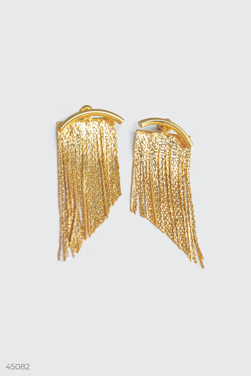 Golden asymmetrical earrings photo 1