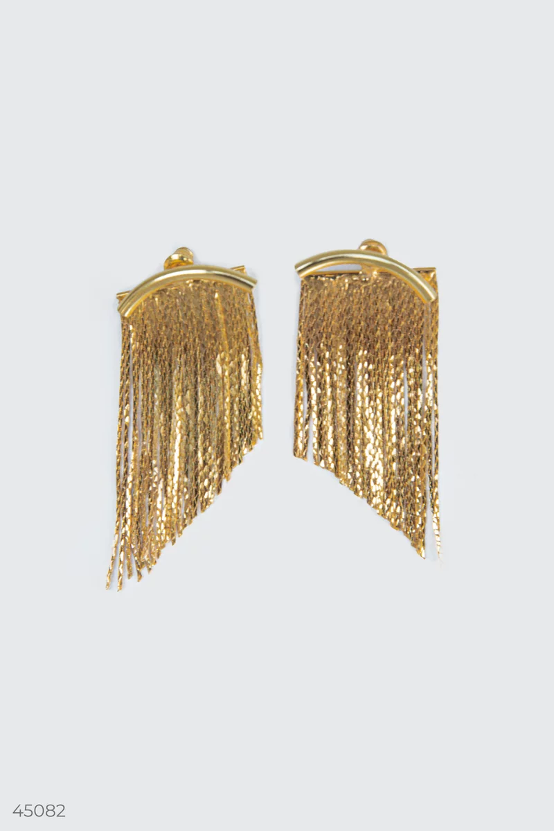 Golden asymmetrical earrings photo 2