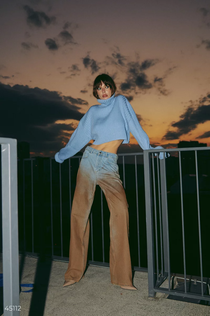 Blue high neck crop sweater photo 4