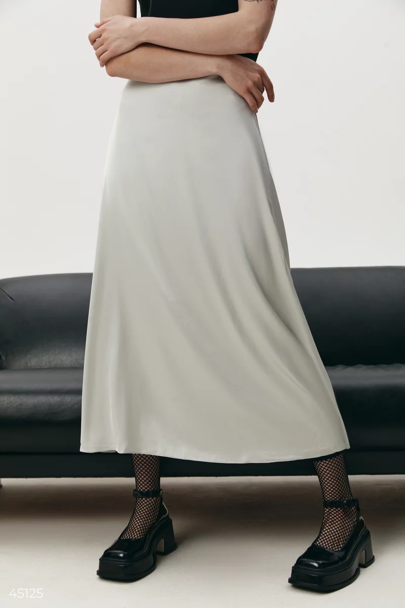 Светло-мятная юбка из шелка фотография 5