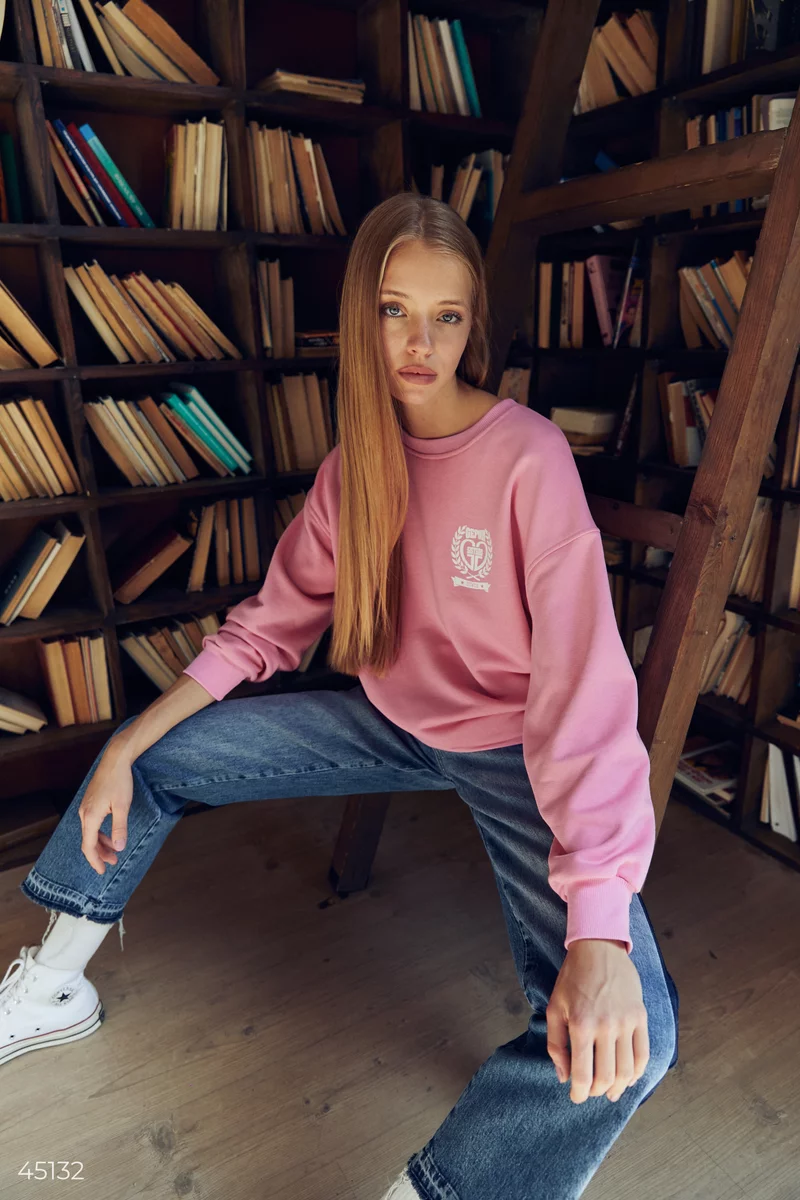 Pink print sweatshirt photo 2