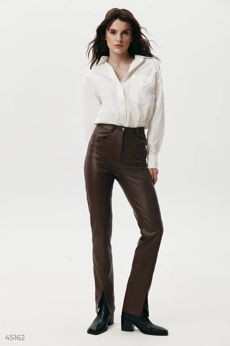 High leather trousers (№ 44757) ♡ Gepur - women clothes store