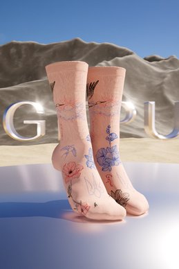 Бежеві короткі шкарпетки з принтом Душа фотографія 1