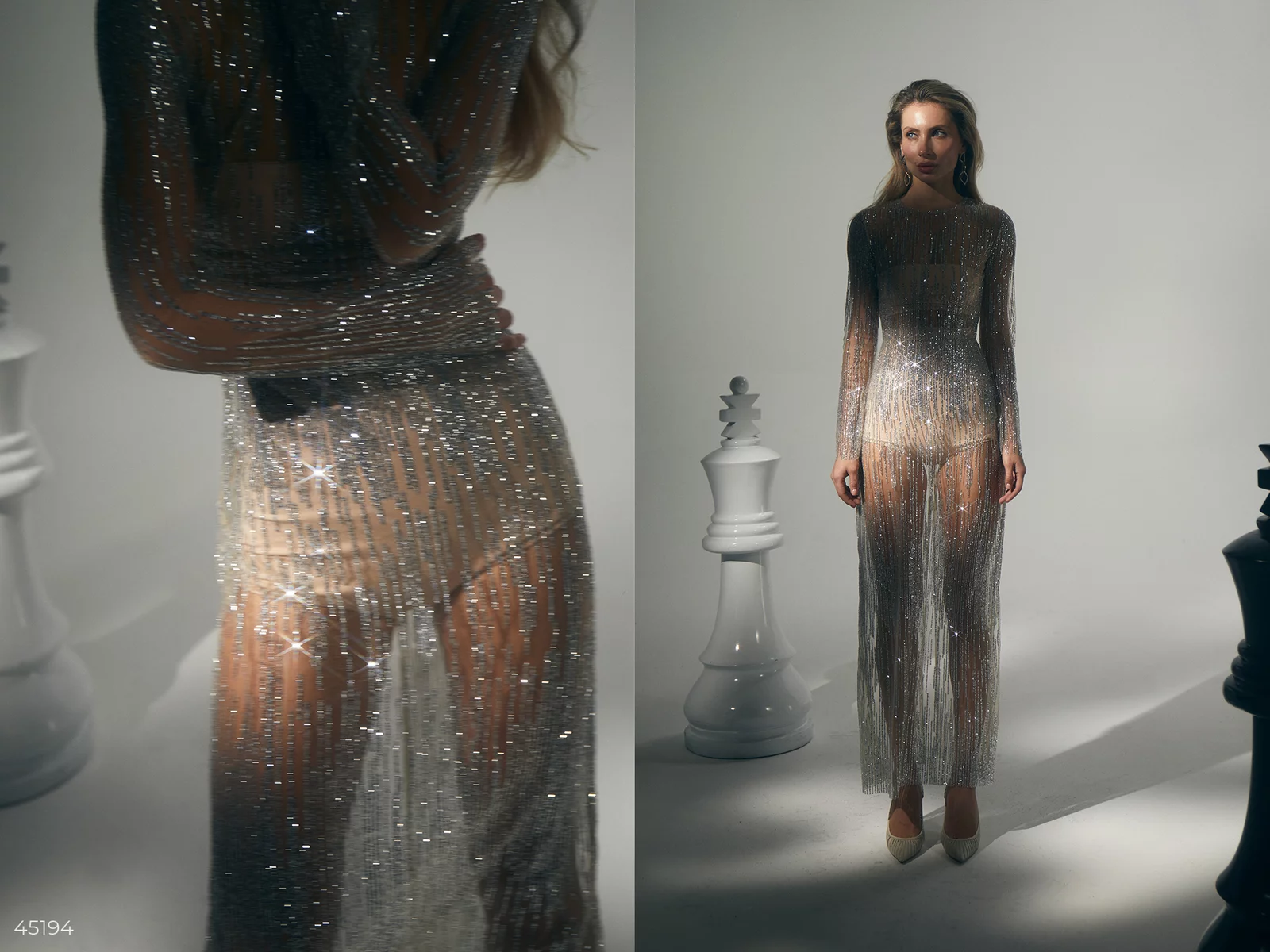 Вечернее платье макси с блестками фотография 1