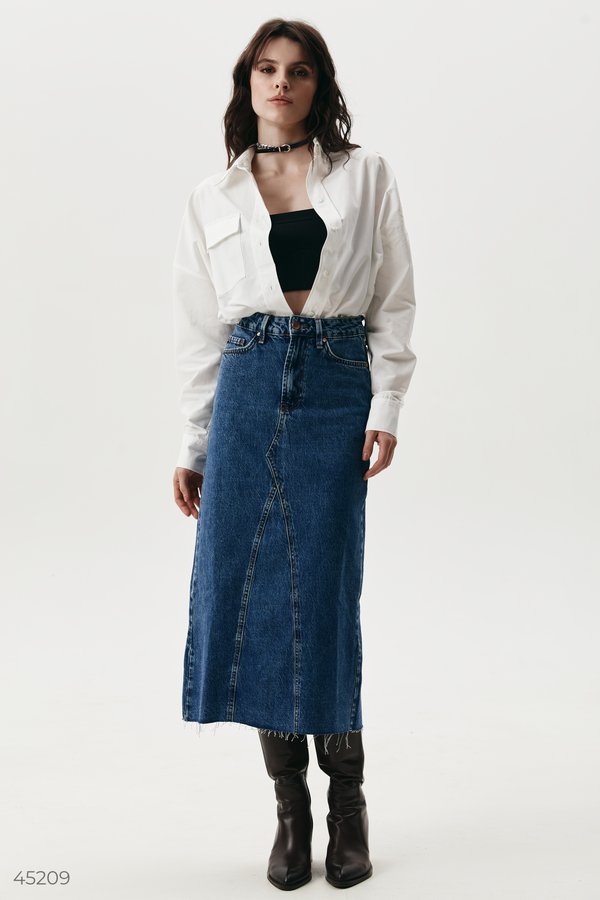 Denim skirt with slit (№ 45209) ♡ Gepur - women clothes store