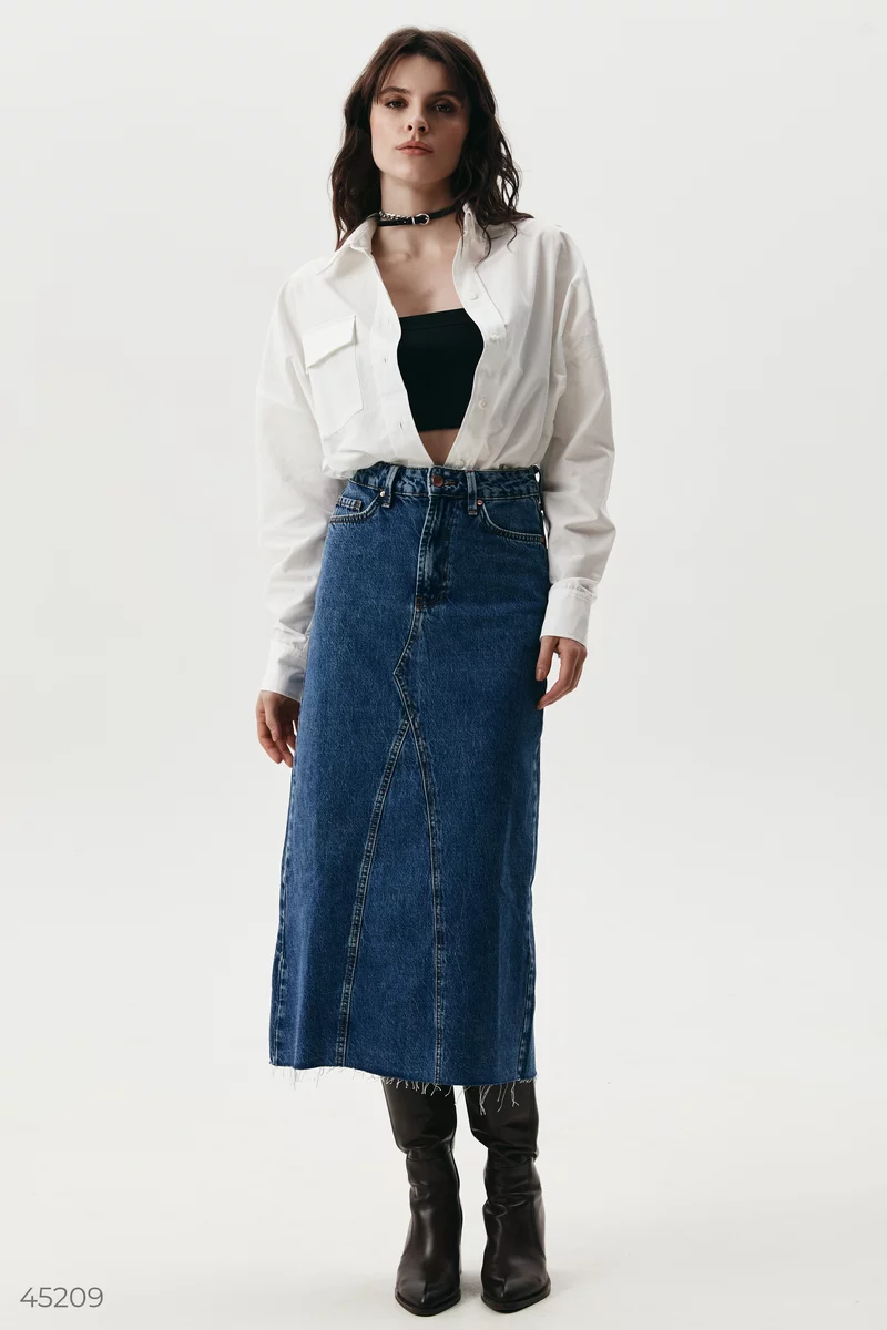 Denim skirt with slit photo 2
