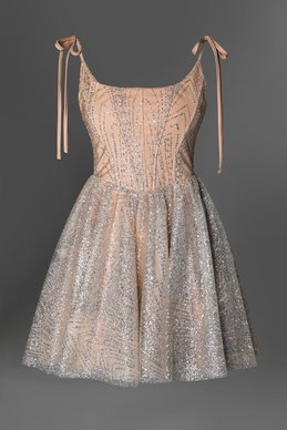 Beige dress with sequins and laces