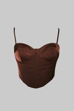 Brown lace-up corset top