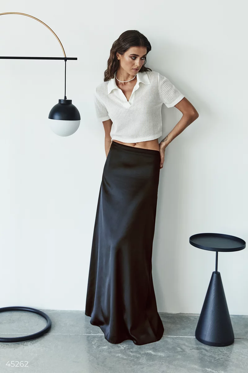 Black satin maxi skirt photo 1