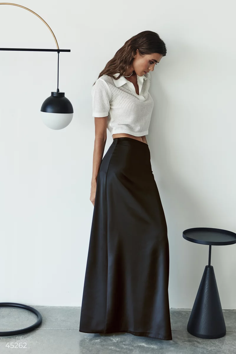 Black satin maxi skirt photo 5