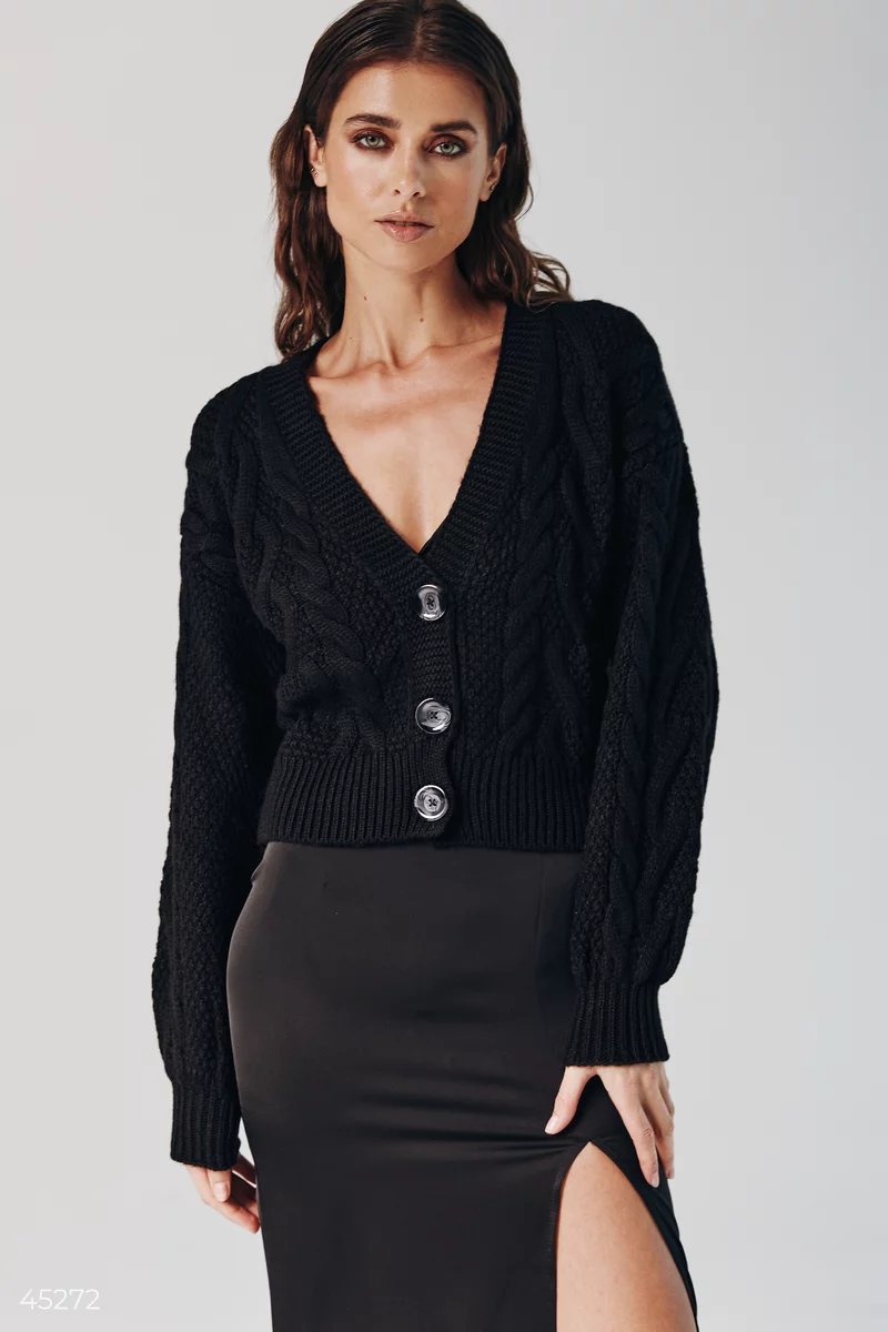Black knitted cardigan photo 1