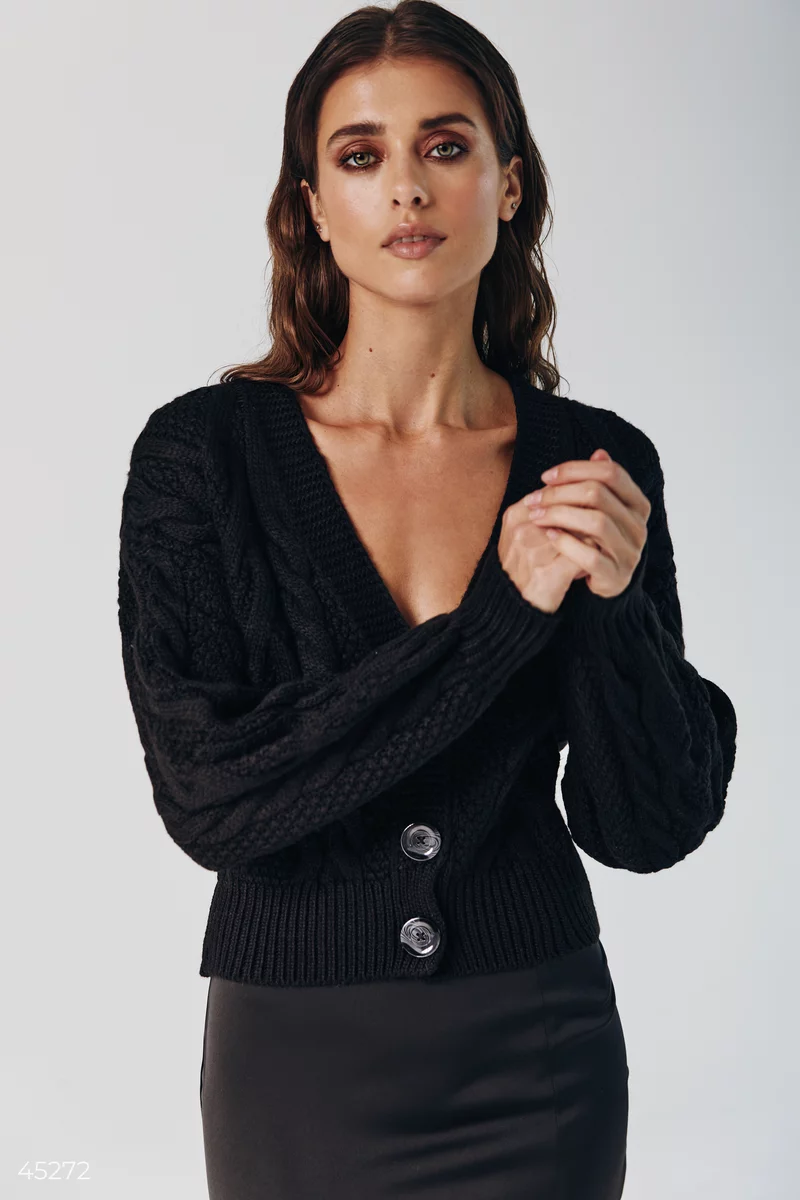 Black knitted cardigan photo 4