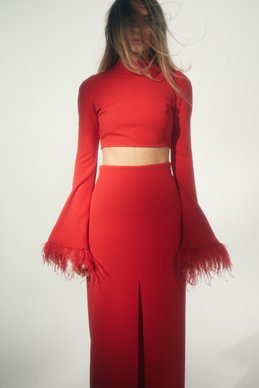Evening set of red skirt and top photo 2