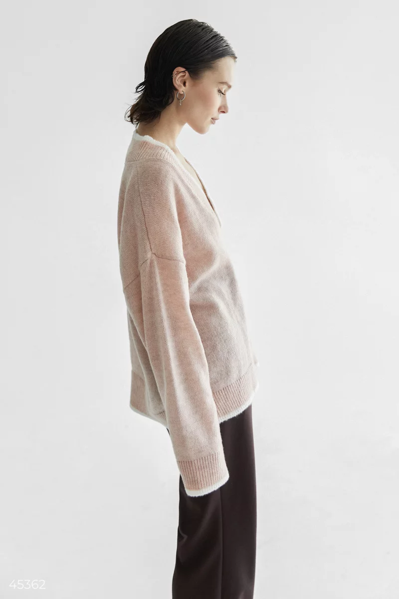 Нежно-розовый вязаный пуловер фотография 2