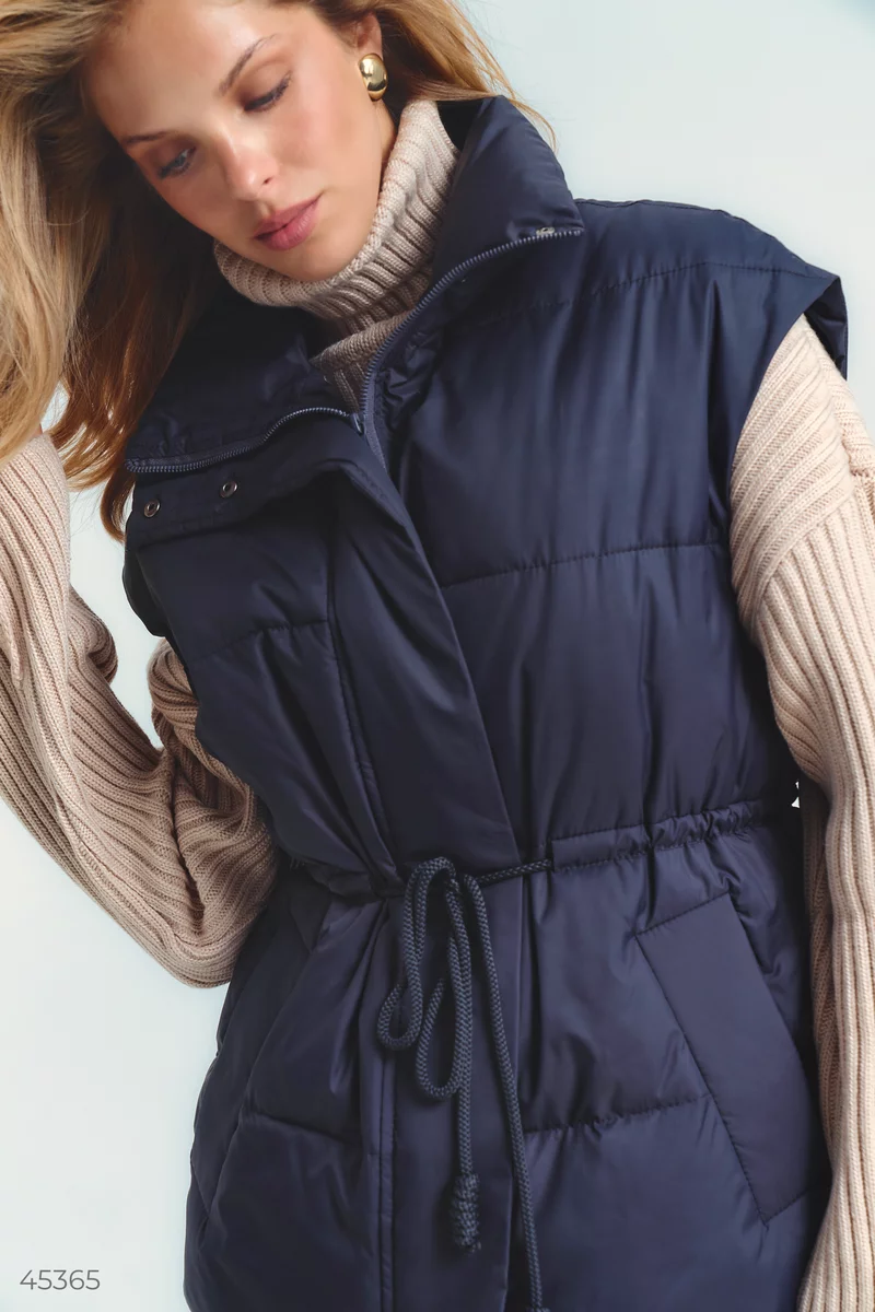 Graphite quilted zip-up vest (№ 45365) ♡ Gepur - women