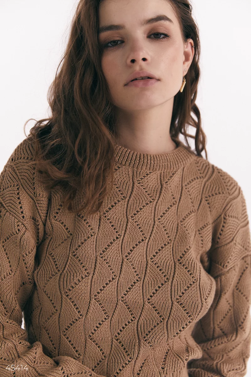 Beige 100% cotton jumper photo 3