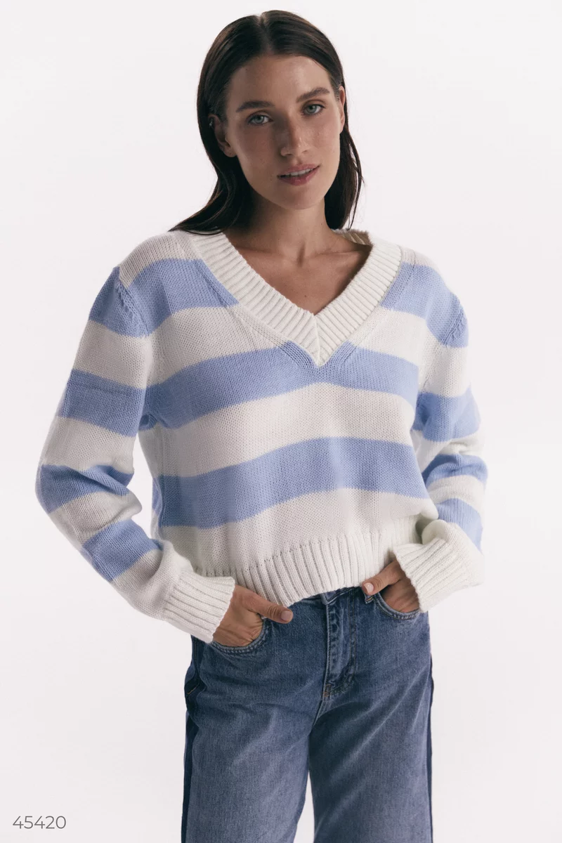 Blue striped pullover photo 2
