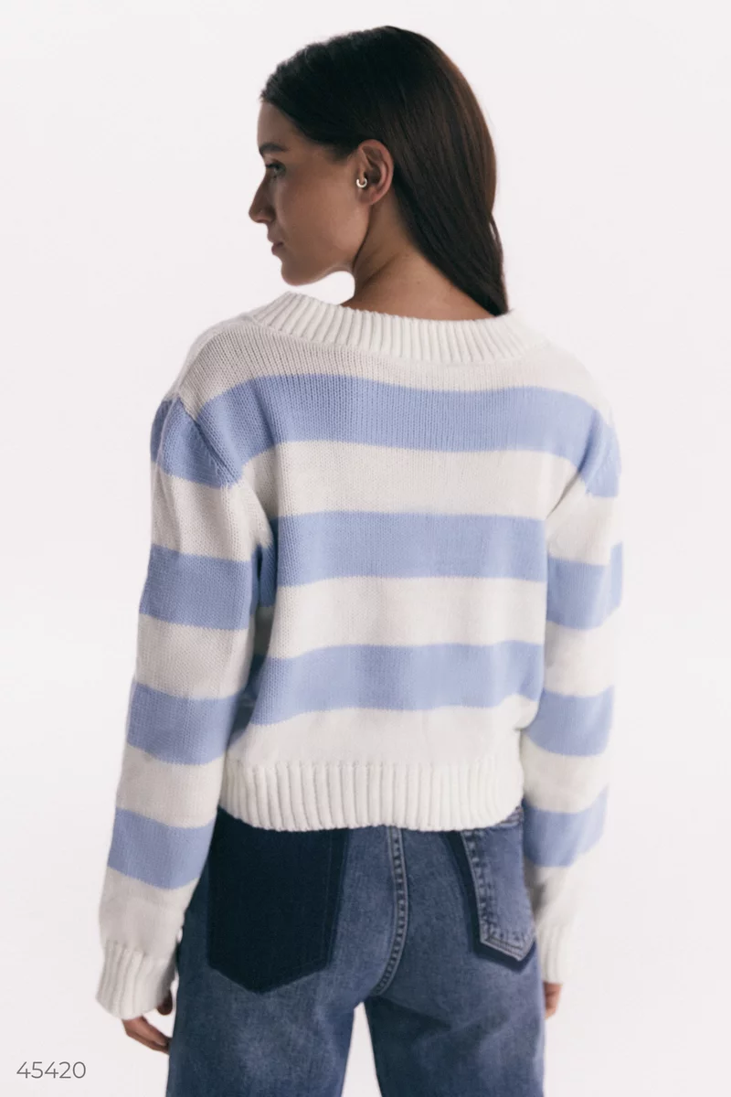 Пуловер у блакитну смужку фотографія 4