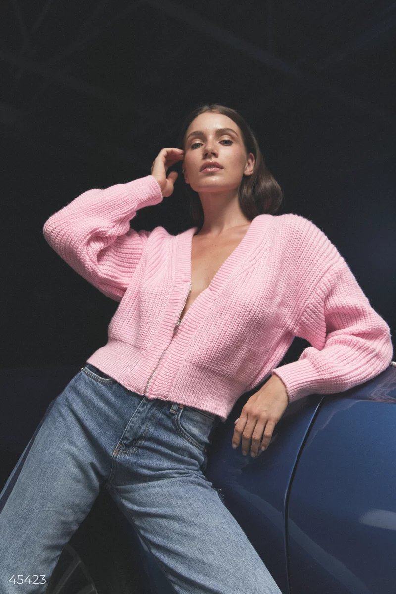 Pink knitted cardigan photo 4