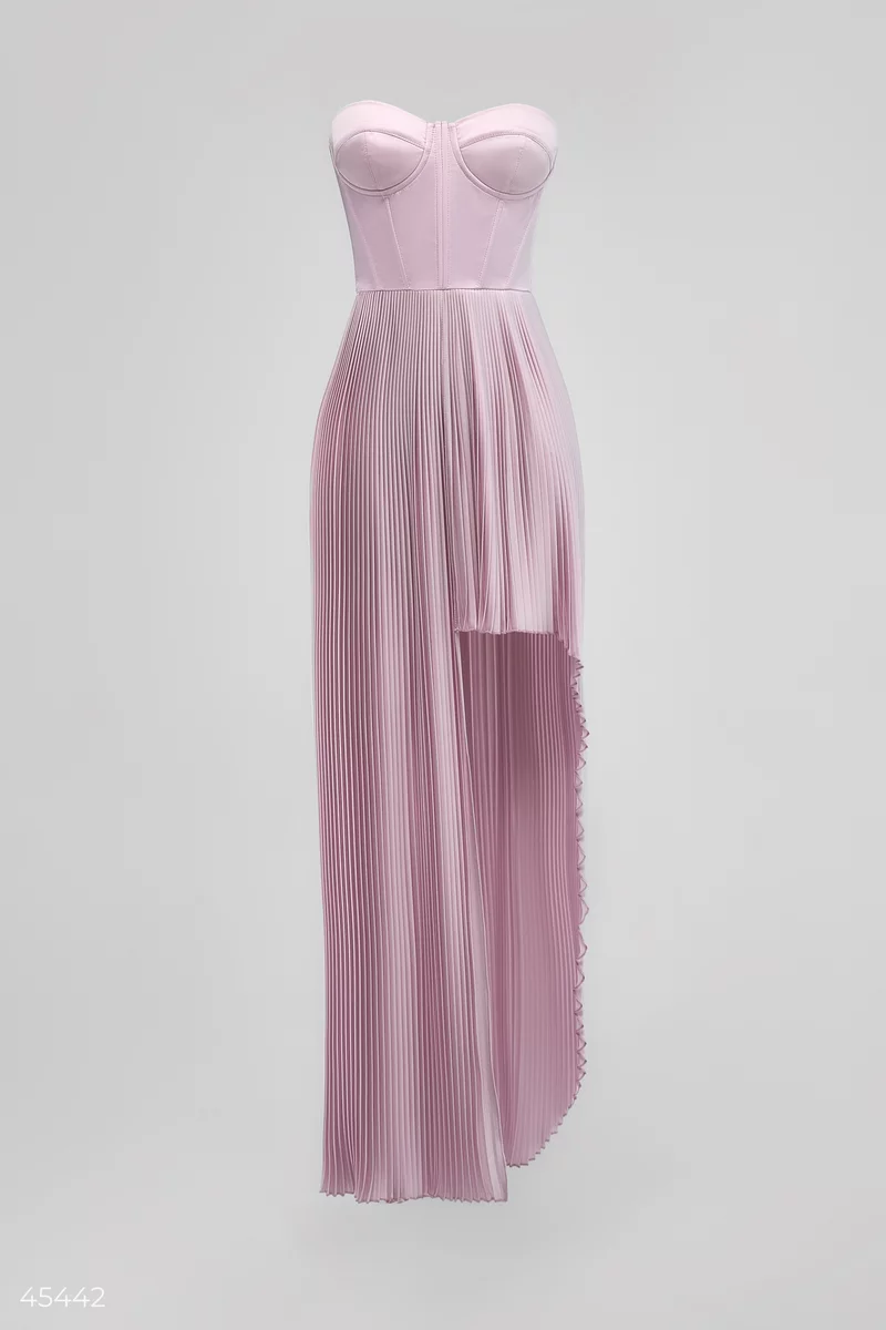 Розовое платье макси с акцентным разрезом фотография 5