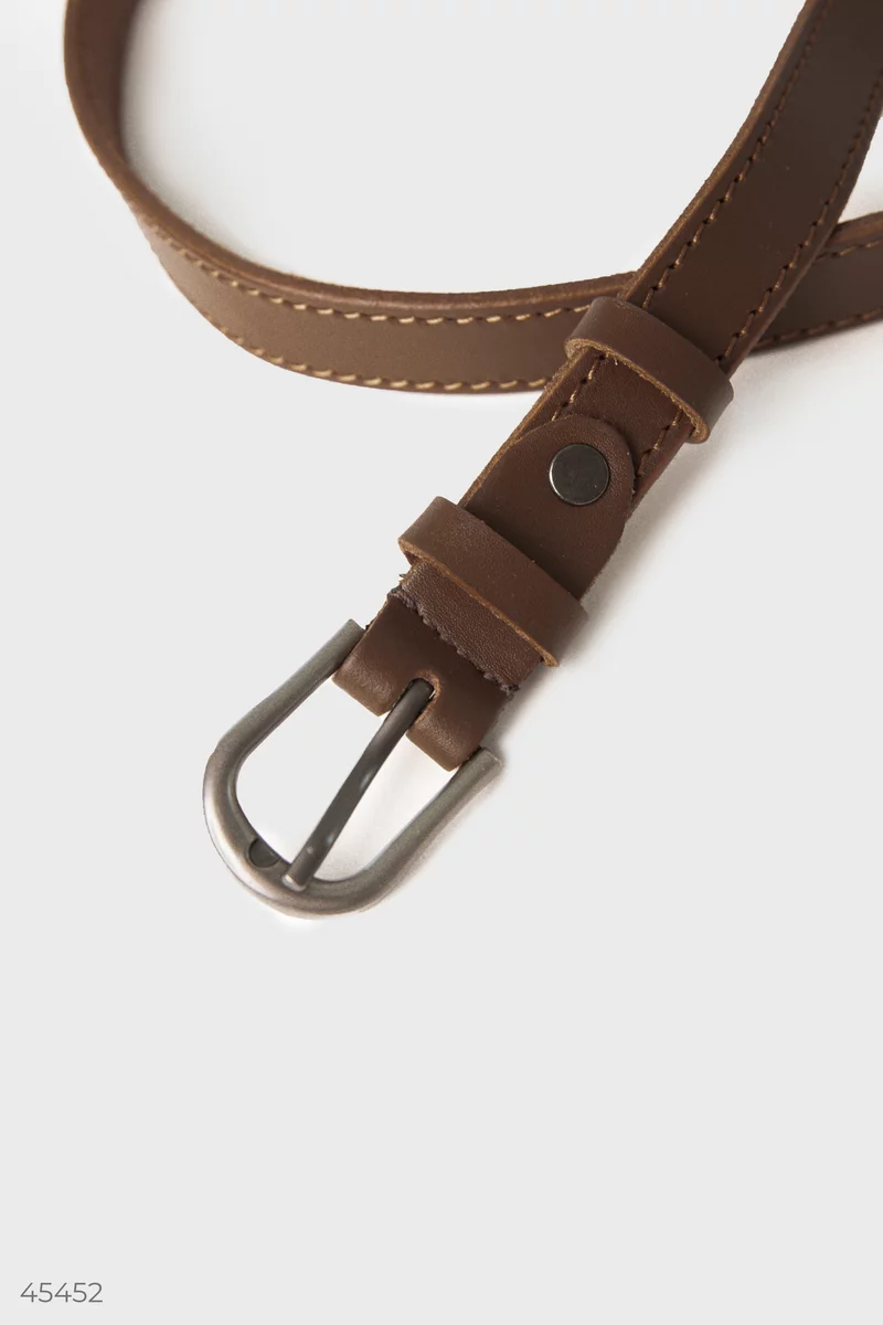 Thin brown belt made of genuine leather photo 5