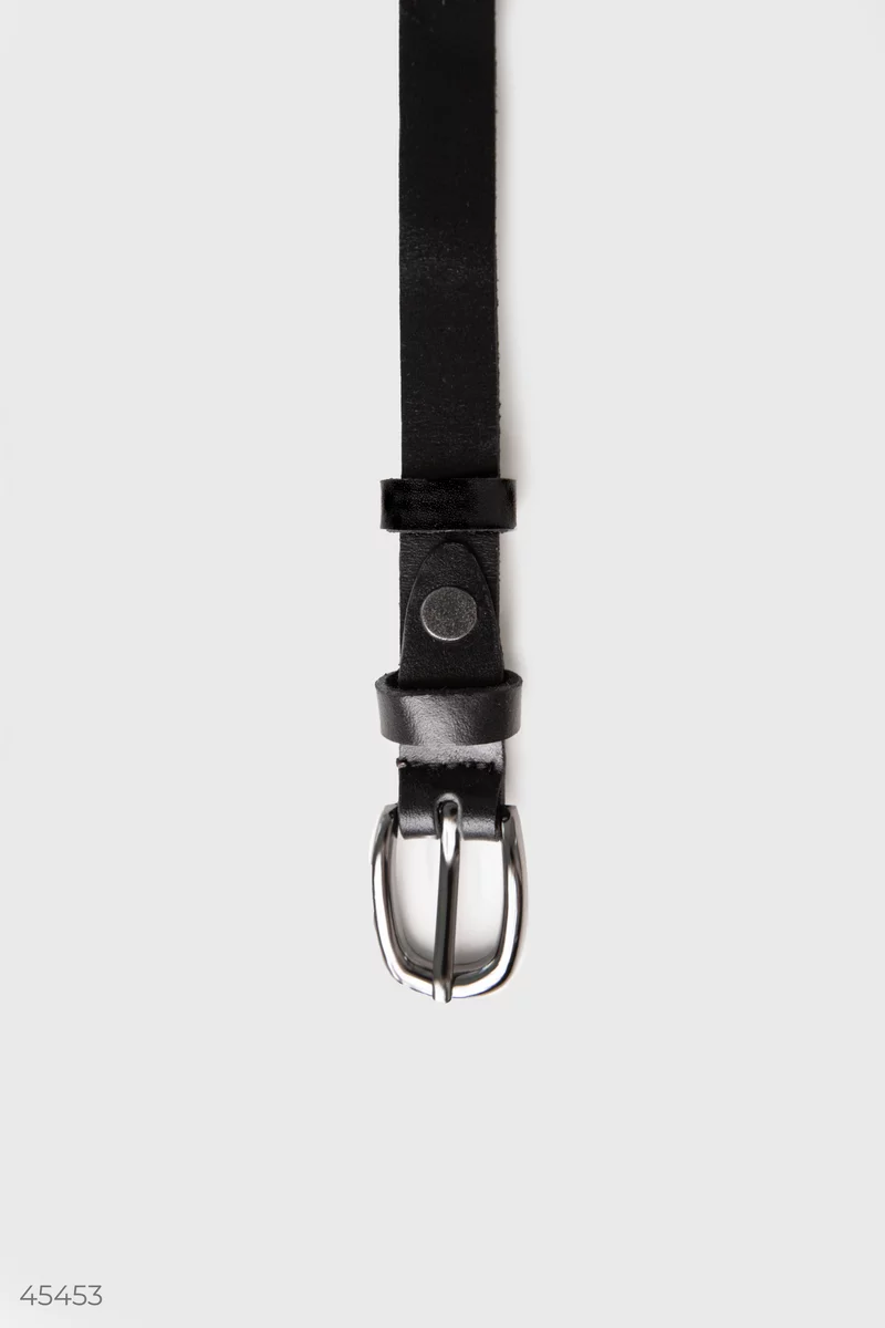 Thin black belt made of genuine leather photo 4