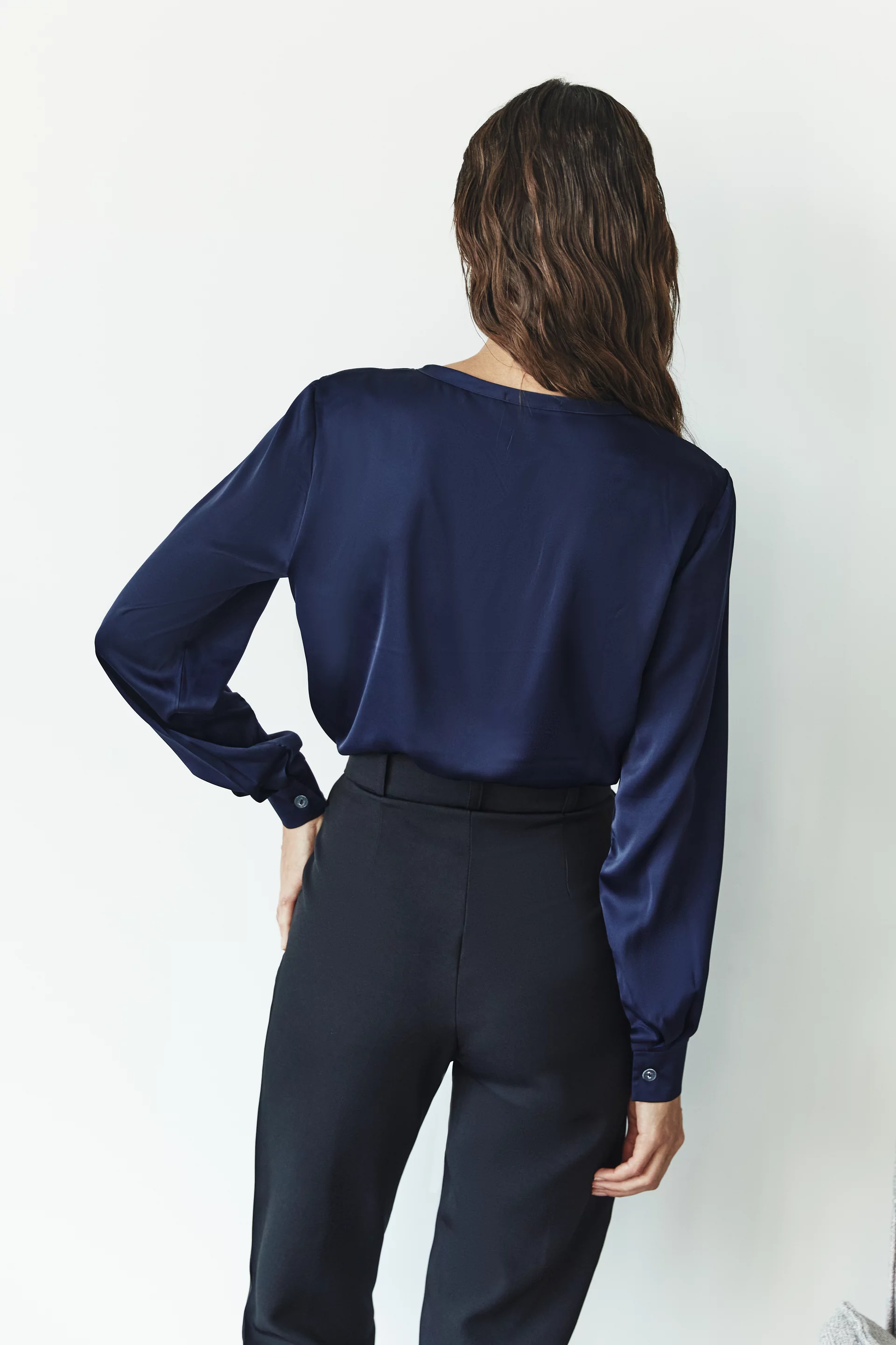 Silk blouse with long sleeves (№ 45454) ♡ Gepur - women