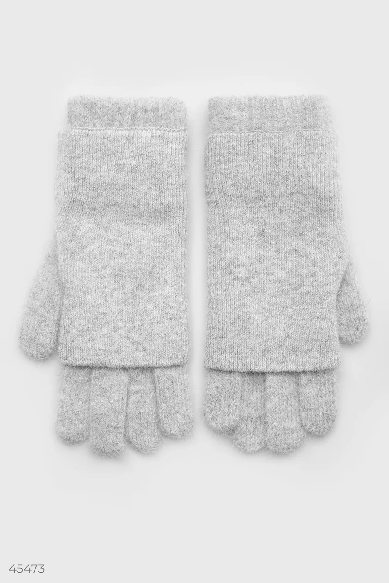 Мягкие вязаные перчатки из двух слоев фотография 3