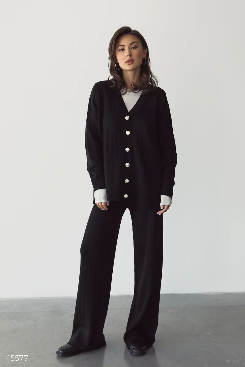 Black knitted suit with cardigan photo 1