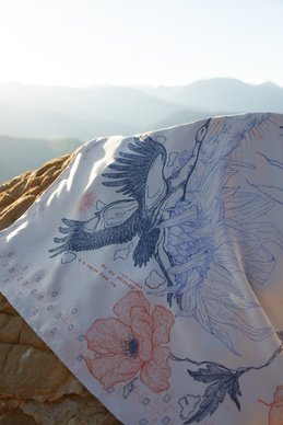 Beige silk scarf with Soul print