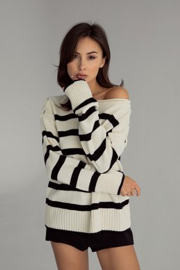 Black striped jumper with decor photo 1