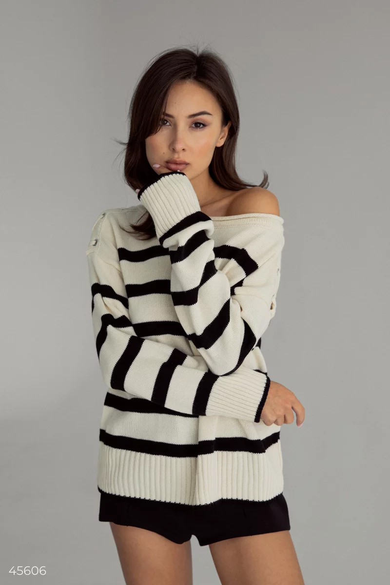 Striped jumper with decor photo 1