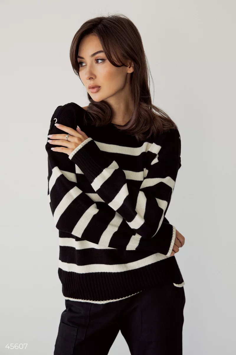 Black striped jumper with decor photo 5