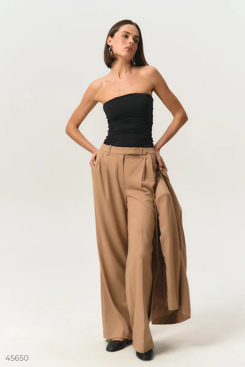 Beige palazzo pants with arrows photo 3