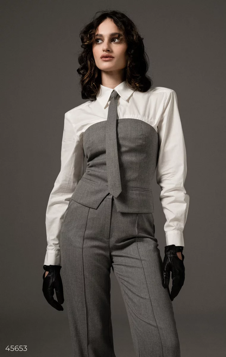 Gray vest-corset with open shoulders photo 4