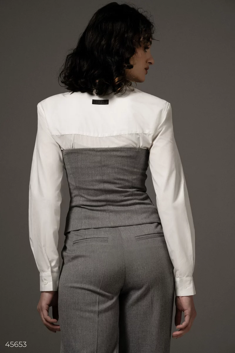 Серый жилет-корсет с открытыми плечами фотография 5