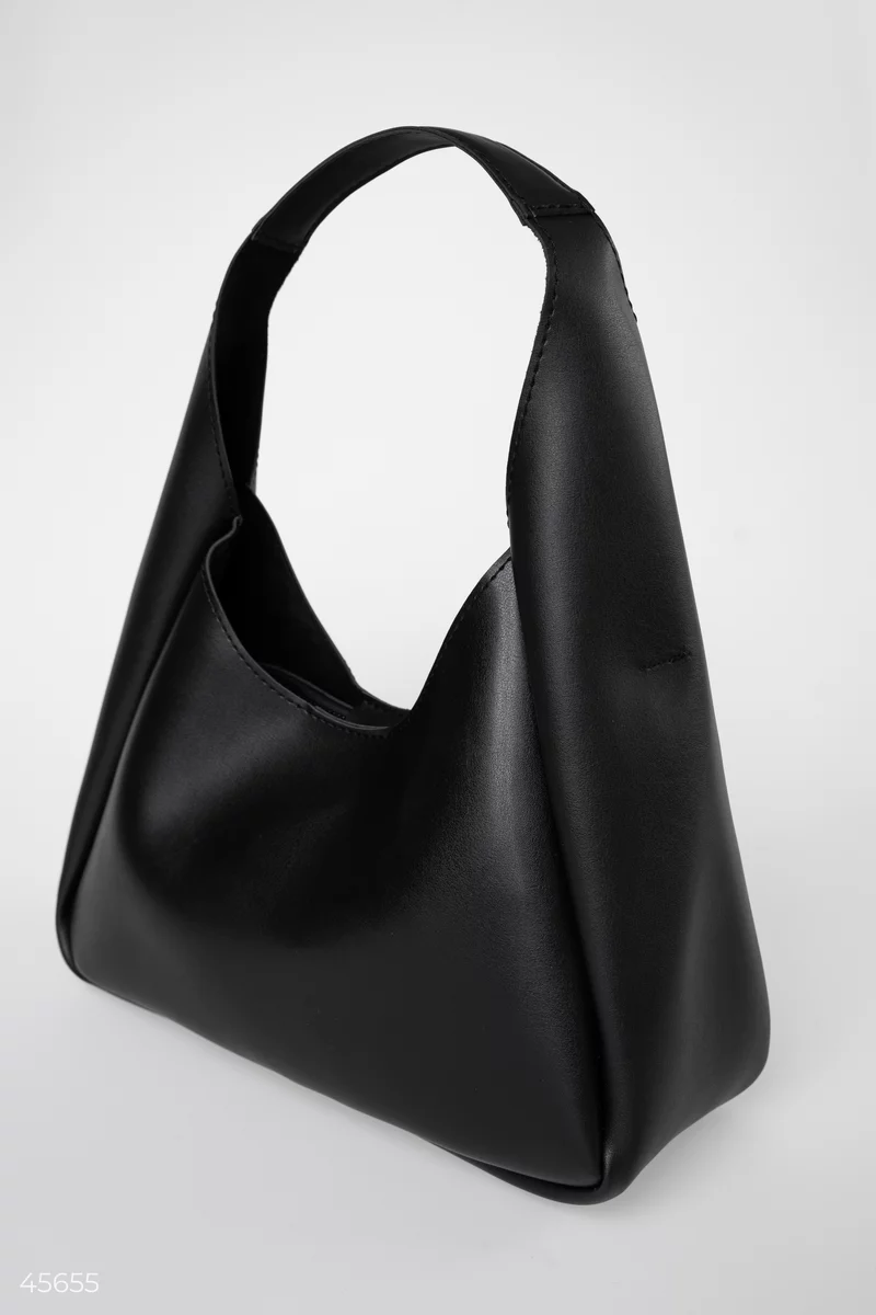 Чорна сумка з гладкої екошкіри фотографія 2