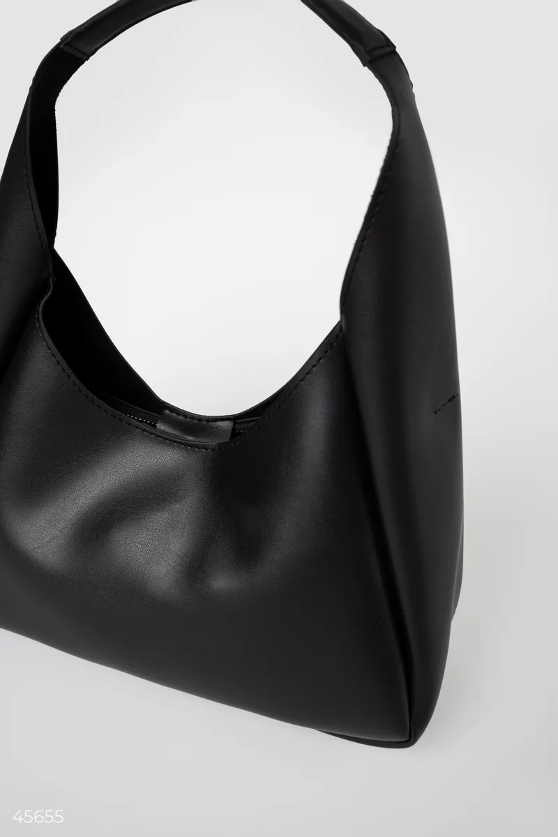 Black smooth eco leather bag photo 5