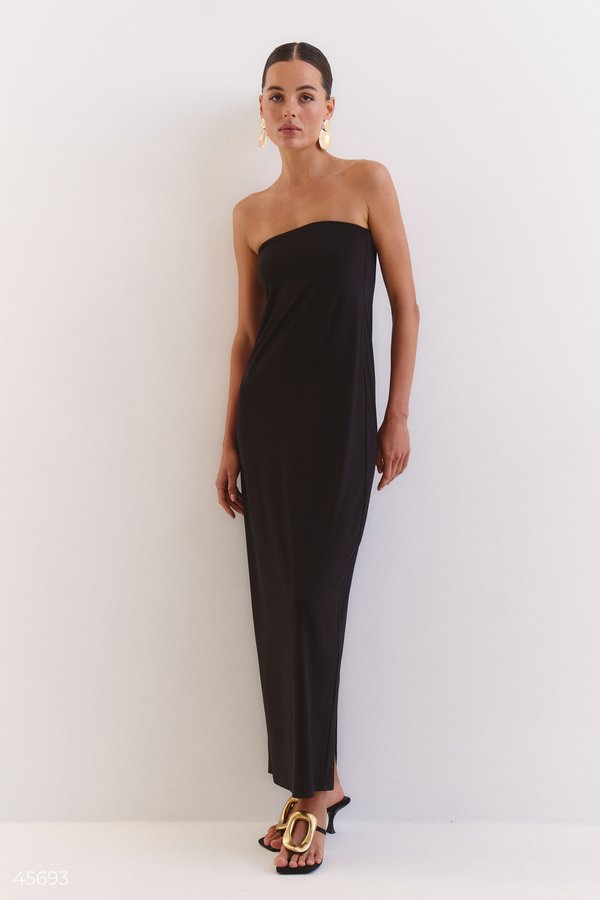 Black off-the-shoulder bandeau dress (№ 45693) ♡ Gepur