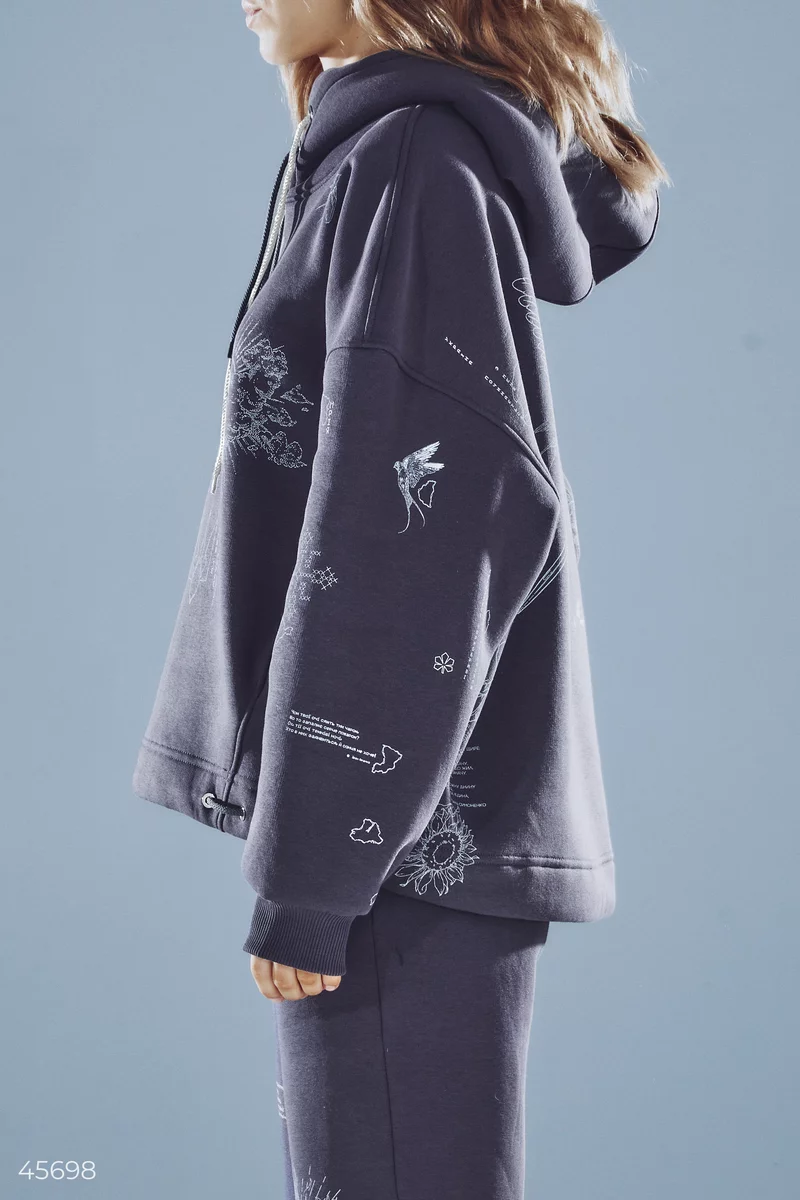 Graphite fleece hoodie photo 4
